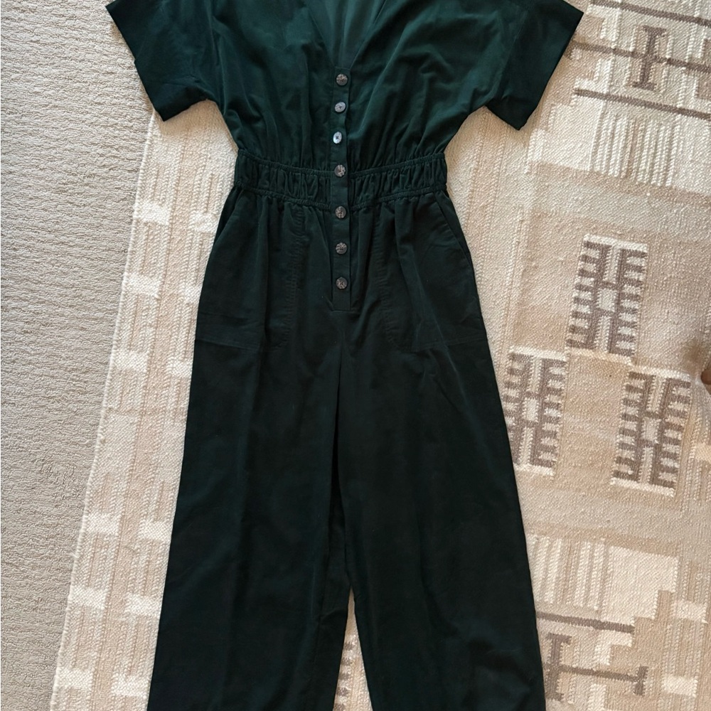 Madewell Dark Green Button-Up Jumpsuit